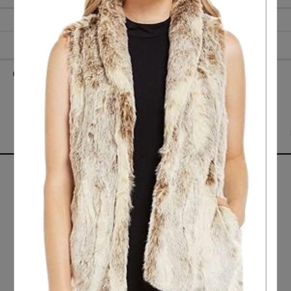 BCBGeneration Milky Brown Faux Fur Vest